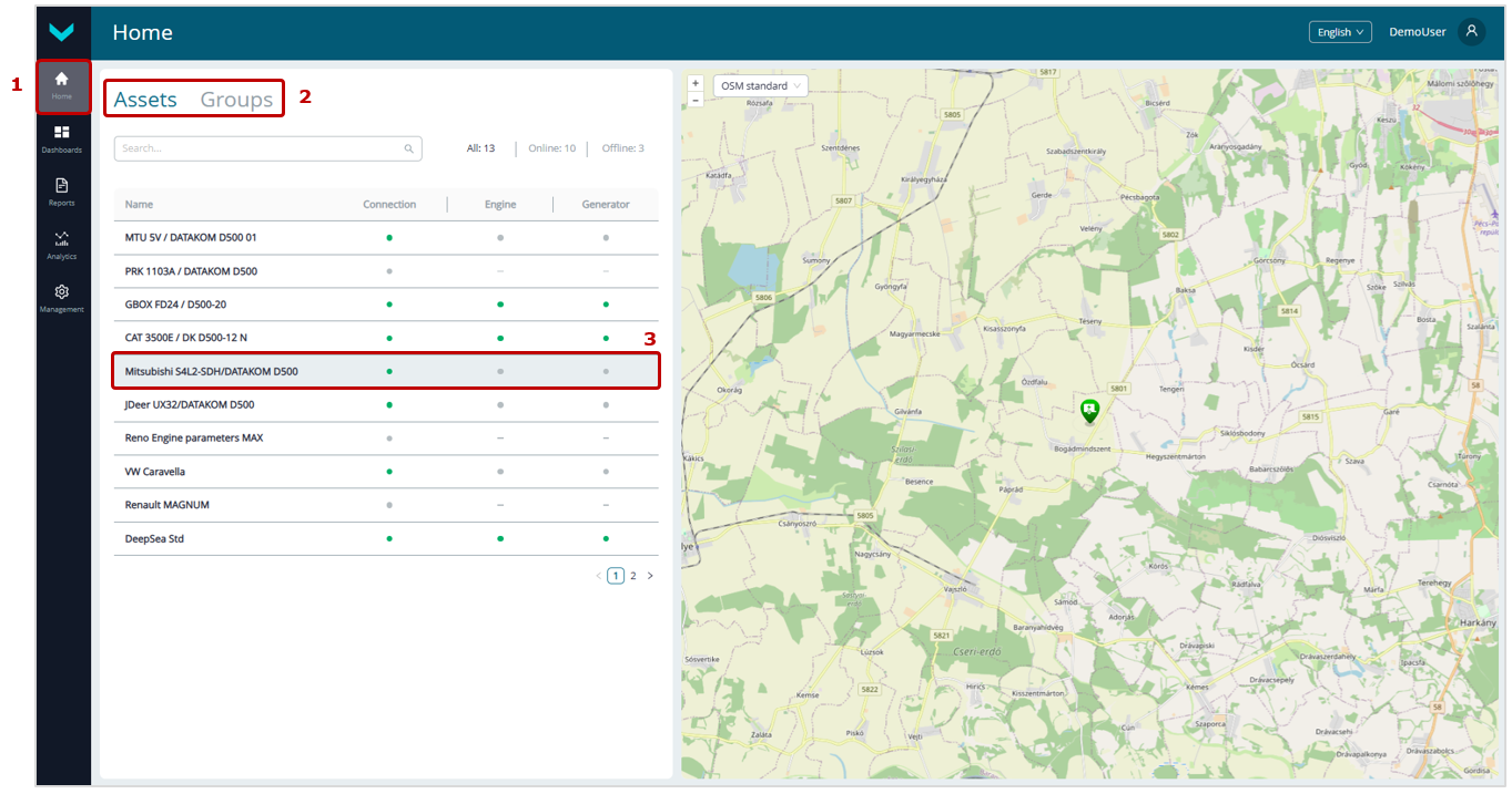 Example of subscribing an Asset to a Task_selecting an Asset or Group in the Home tab Example of subscribing an Asset to a Task_selecting an Asset or Group in the Home tab