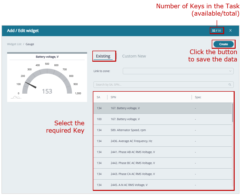 Examples of creating Dashboard templates_creating a Dashboard Template for a single Asset _example of adding a Key from the default preset Key list to a gauge widget Examples of creating Dashboard templates_creating a Dashboard Template for a single Asset _example of adding a Key from the default preset Key list to a gauge widget