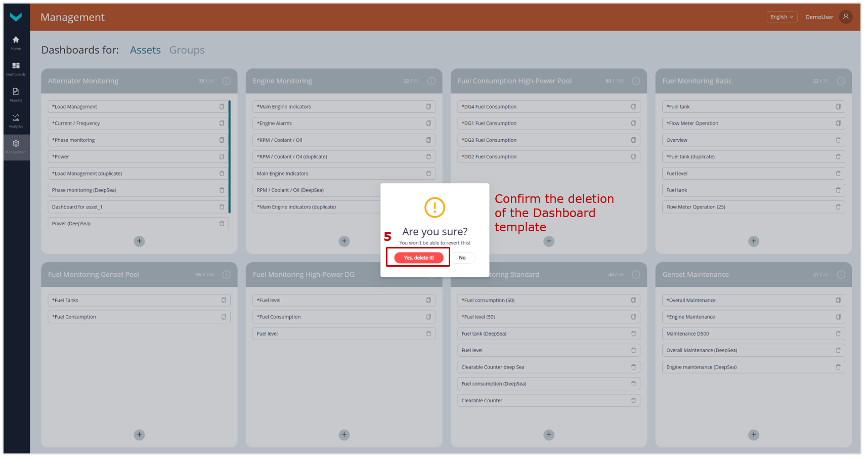 Example of deleting a Dashboard template_deletion confirmation Example of deleting a Dashboard template_deletion confirmation