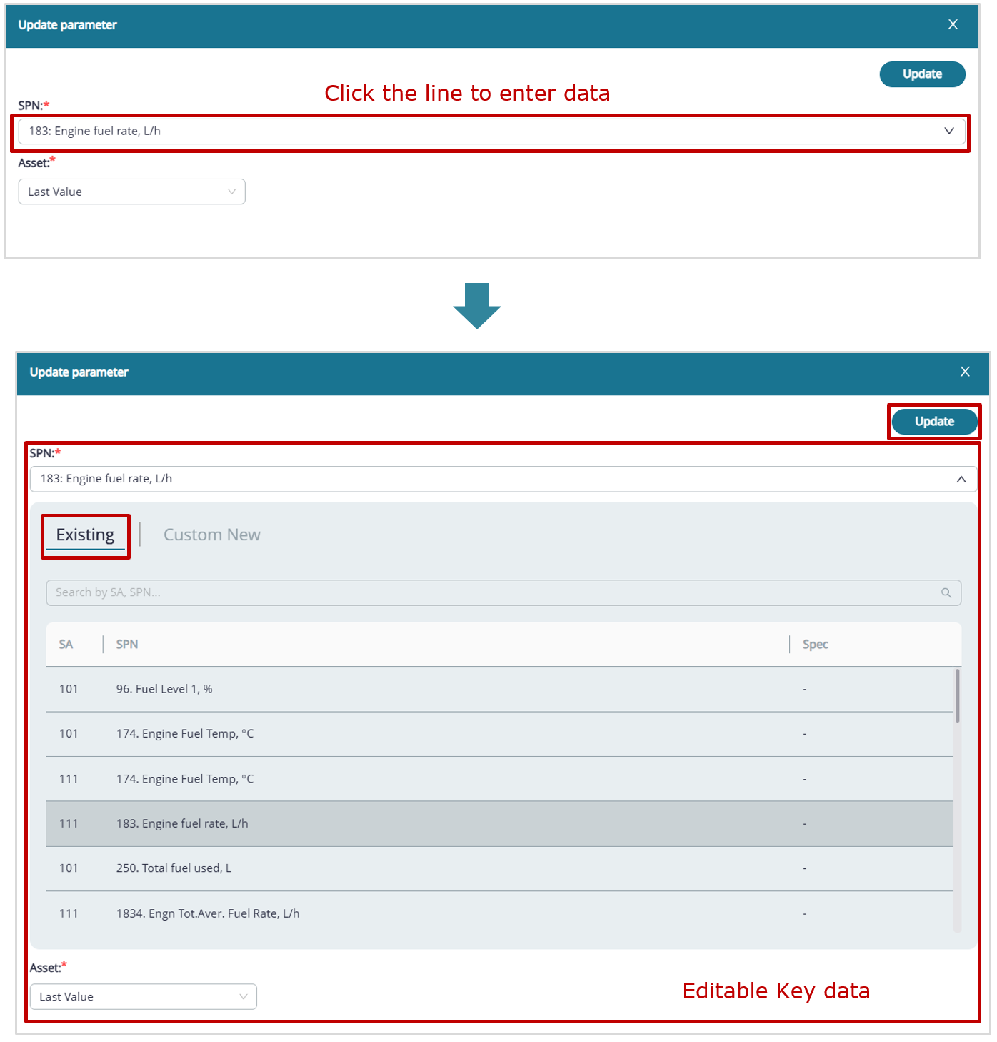 Example of editing a Report template_example of editing Key data in a widget for a Key added from the default preset Key list Example of editing a Report template_example of editing Key data in a widget for a Key added from the default preset Key list