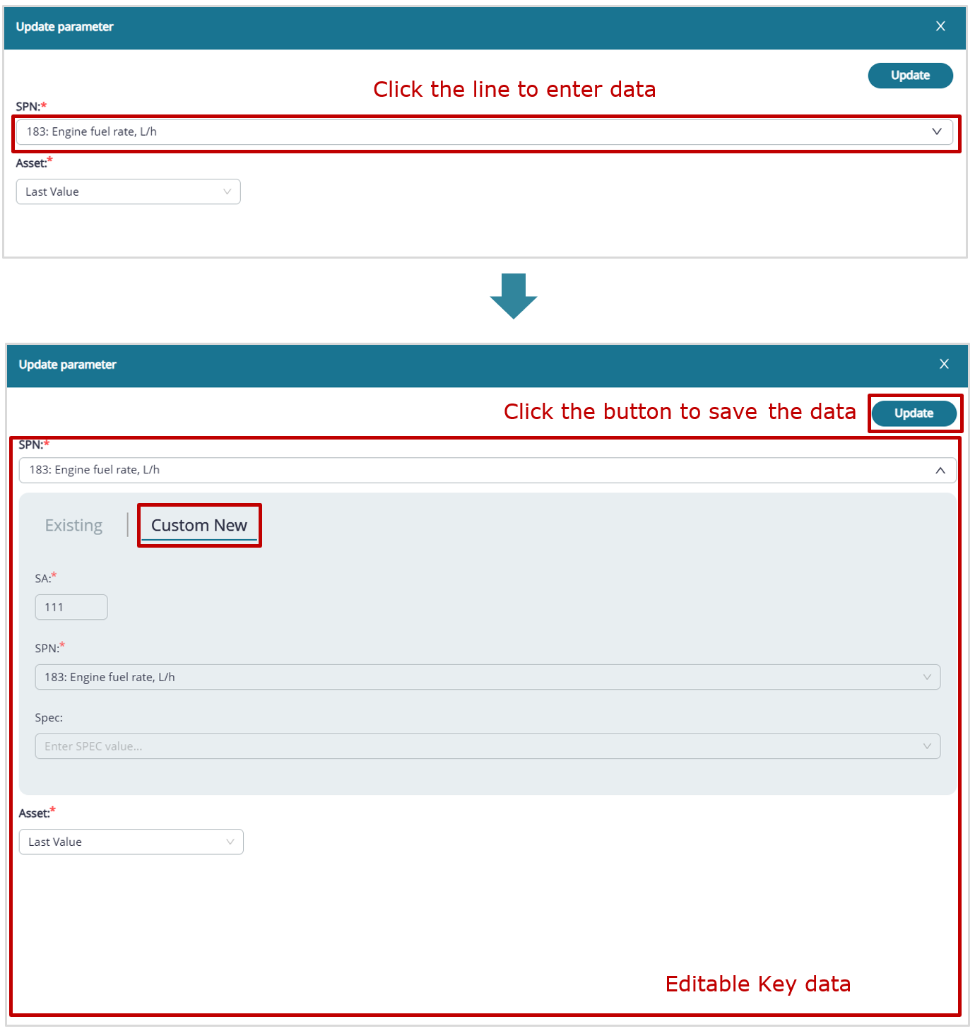 Example of editing a Report template_example of editing custom Key data in a widget Example of editing a Report template_example of editing custom Key data in a widget