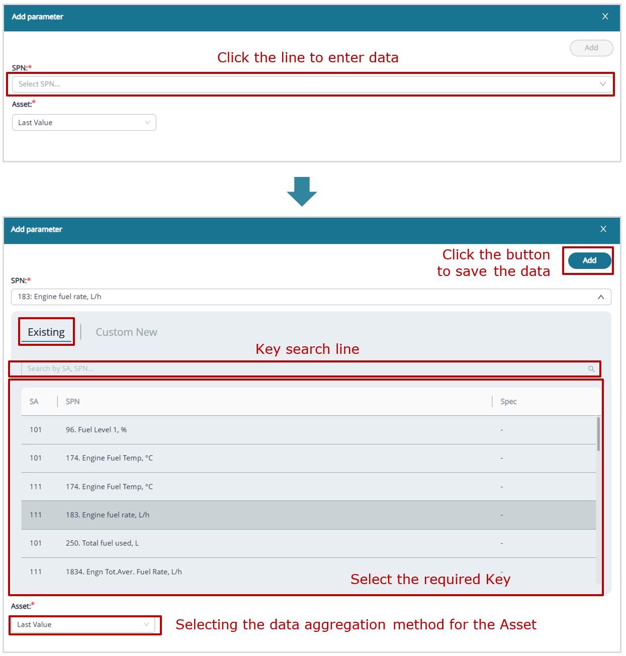 Example of creating a Report template_creating a Report template for a single Asset_example of adding a Key from the default preset Key list to a widget Example of creating a Report template_creating a Report template for a single Asset_example of adding a Key from the default preset Key list to a widget
