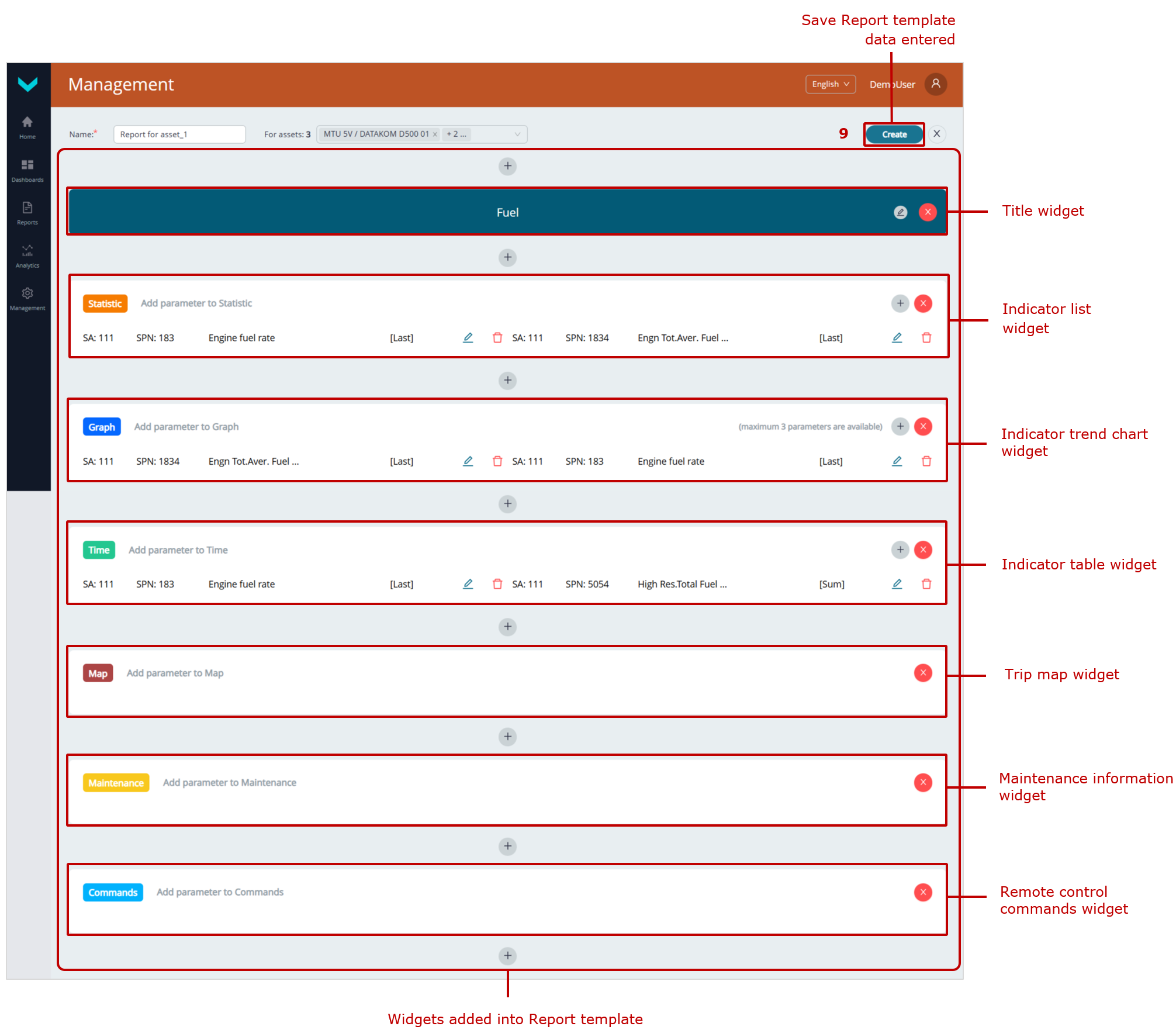 Example of creating a Report template_creating a Report template for a single Asset_saving the created Report template Example of creating a Report template_creating a Report template for a single Asset_saving the created Report template