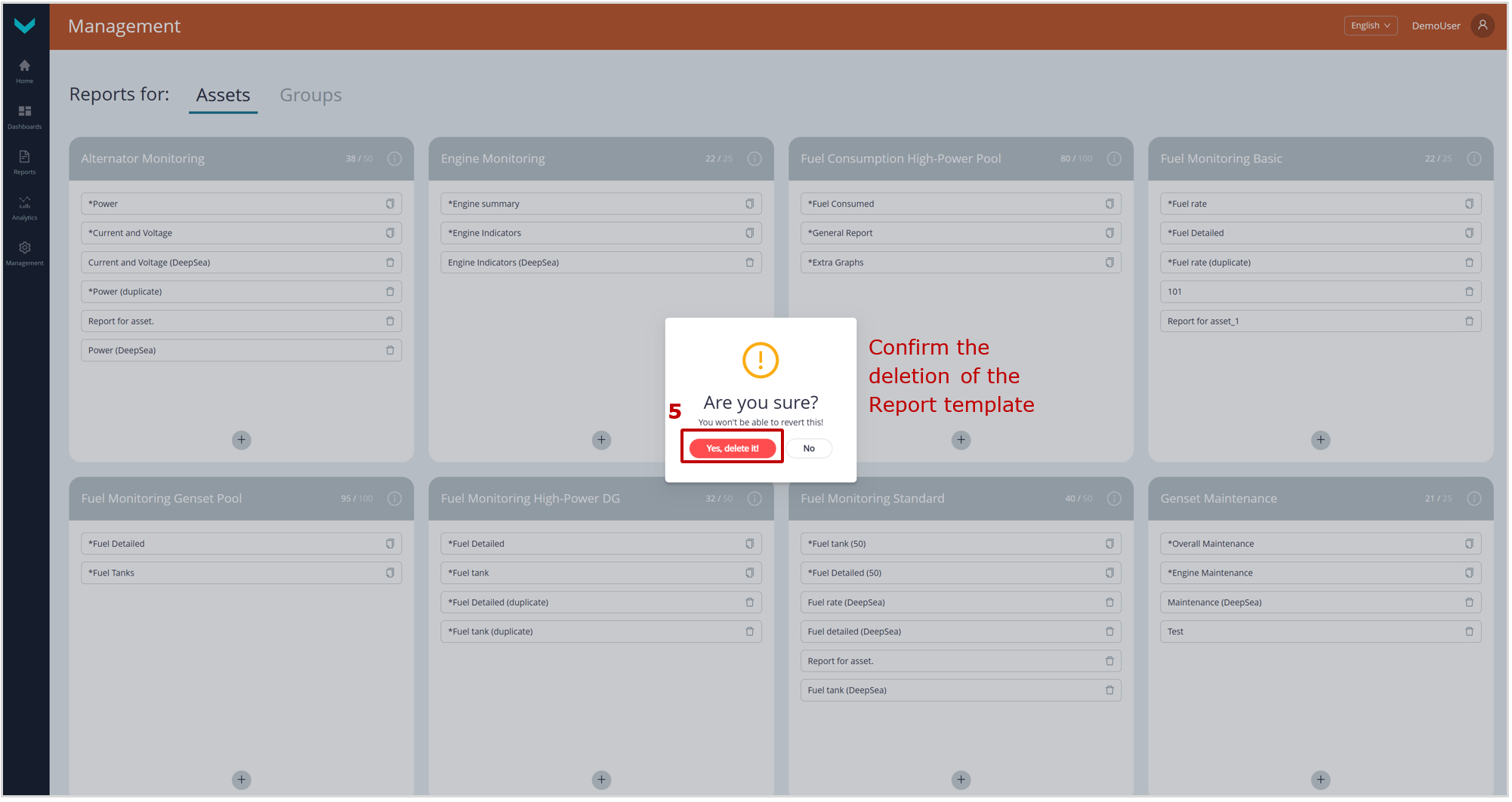 Example of deleting a Report template_confirmation of deletion Example of deleting a Report template_confirmation of deletion