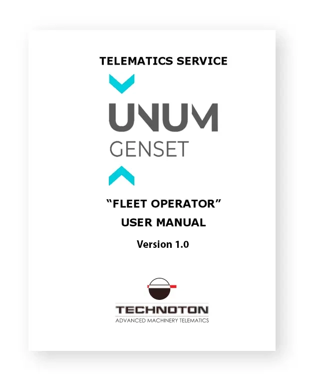 UNUM Genset Telematics service. “Fleet Operator” User manual.